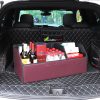 4X Leather Car Boot Collapsible Foldable Trunk Cargo Organizer Portable Storage Box Red Large