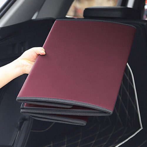 Leather Car Boot Collapsible Foldable Trunk Cargo Organizer Portable Storage Box Red Medium