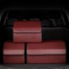 4X  Leather Car Boot Collapsible Foldable Trunk Cargo Organizer Portable Storage Box Red Small