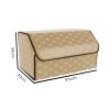 4X Leather Car Boot Collapsible Foldable Trunk Cargo Organizer Portable Storage Box Beige/Gold Stitch Large