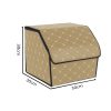 Leather Car Boot Collapsible Foldable Trunk Cargo Organizer Portable Storage Box Beige/Gold Stitch Small