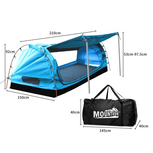 Double Swag Camping Swags Canvas Dome Tent Free Standing Navy