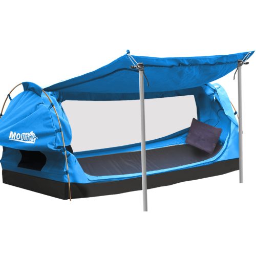 Double Swag Camping Swags Canvas Dome Tent Free Standing Navy