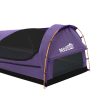 Double Swag Camping Swags Canvas Dome Tent Hiking Mattress Purple