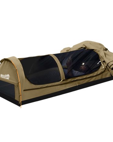 King Single Swag Camping Swags Canvas Dome Tent Hiking Mattress Khaki