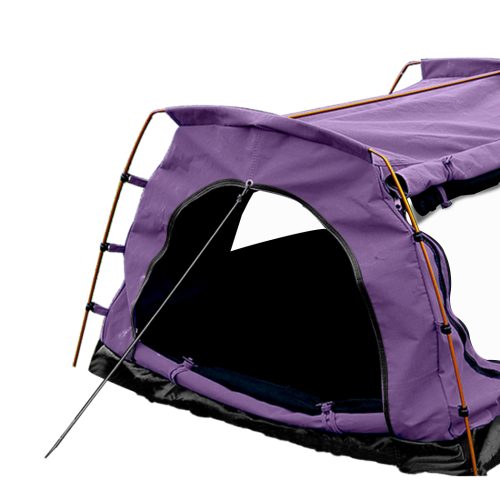 Double King Swag Camping Swags Canvas Dome Tent Hiking Mattress Purple