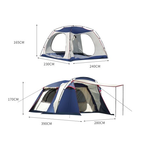 Family Camping Tent Tents Portable Outdoor Hiking Beach  4-6 Person Shade Shelter