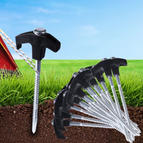 20Pcs Tent Pegs Heavy Duty Screw Steel In Ground Camping Stakes Outdoor Canopy