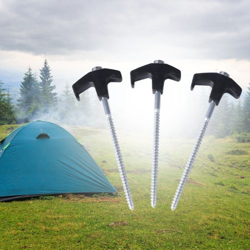20Pcs Tent Pegs Heavy Duty Screw Steel In Ground Camping Stakes Outdoor Canopy