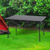 Folding Camping Table Portable Aluminium Outdoor Picnic Garden Black