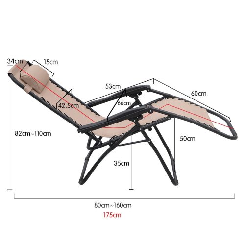 Zero Gravity Reclining Deck Camping Chair – Beige