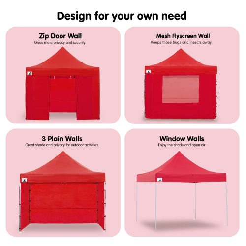 Gazebo Tent Marquee 3×3 PopUp Outdoor Wallaroo Red